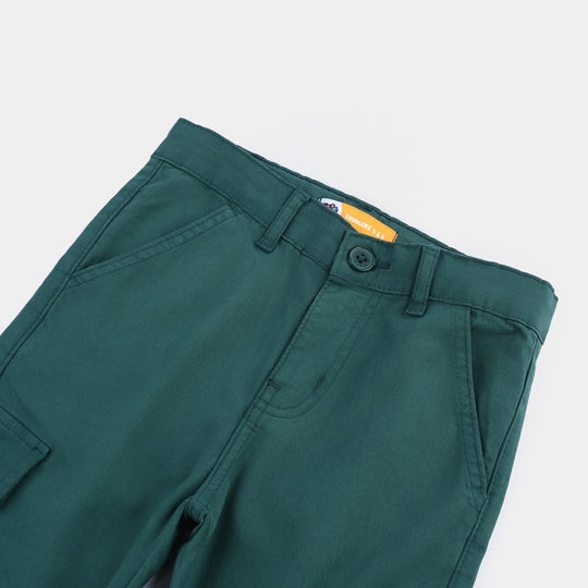 Girls Cotton Twill Pant Star Studs-Teal Green