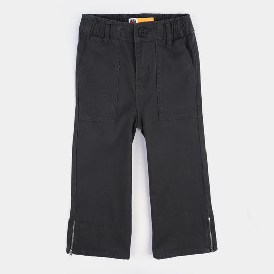 Girls Cotton Pant Zipped Hum-GRAY