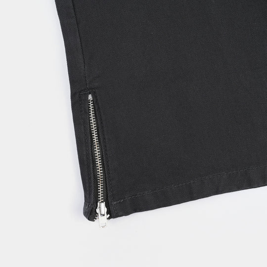 Girls Cotton Pant Zipped Hum-GRAY