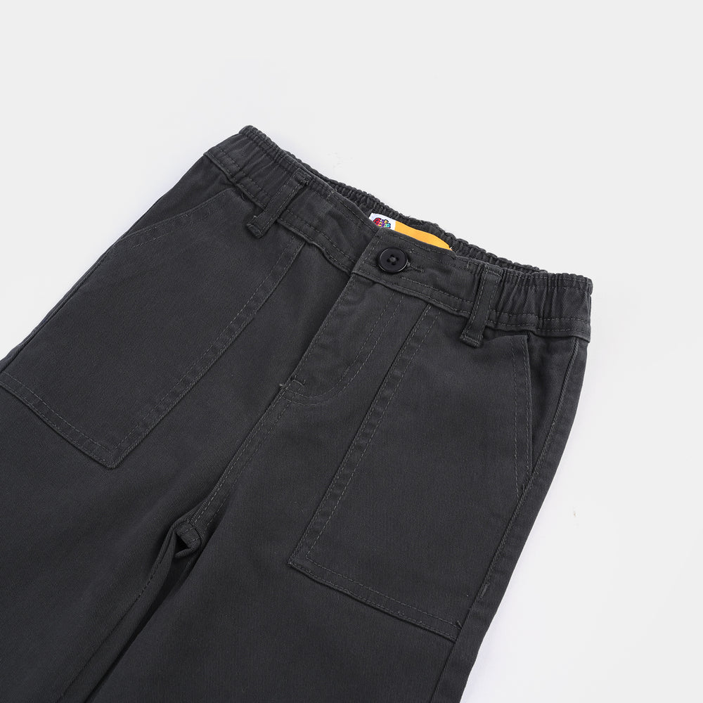 Girls Cotton Pant Zipped Hum-GRAY