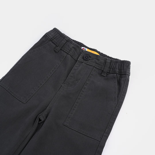 Girls Cotton Pant Zipped Hum-GRAY