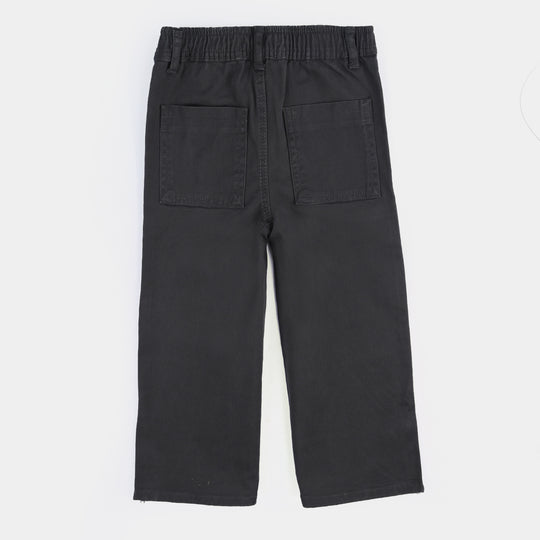 Girls Cotton Pant Zipped Hum-GRAY