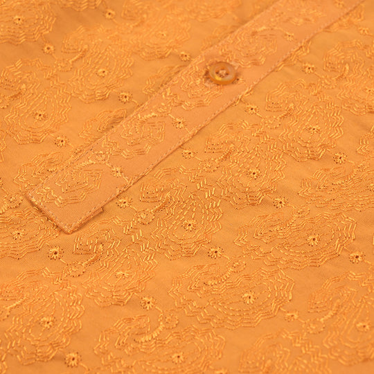 Infant Boys Cotton Basic Kurta (Chicken)-Mustard