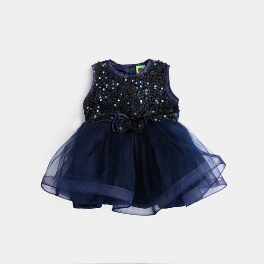 Infant Girl Sequence Fancy Frock Glow-B-Navy Blue