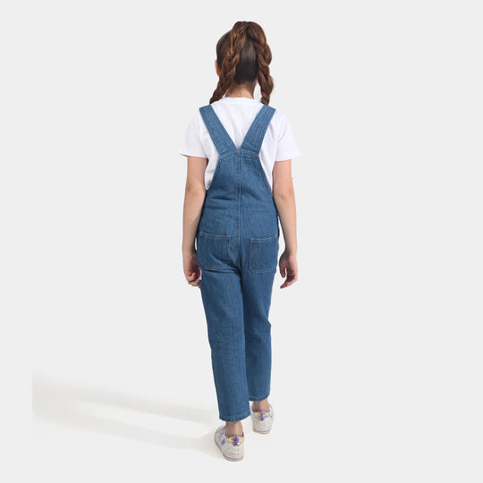 Girls Denim rigid Dangri-Light Blue