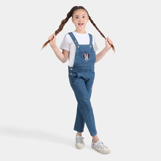 Girls Denim rigid Dangri-Light Blue