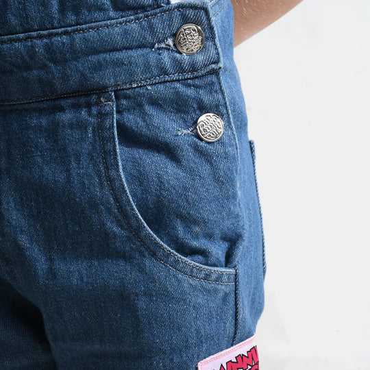 Girls Denim rigid Dangri-Light Blue