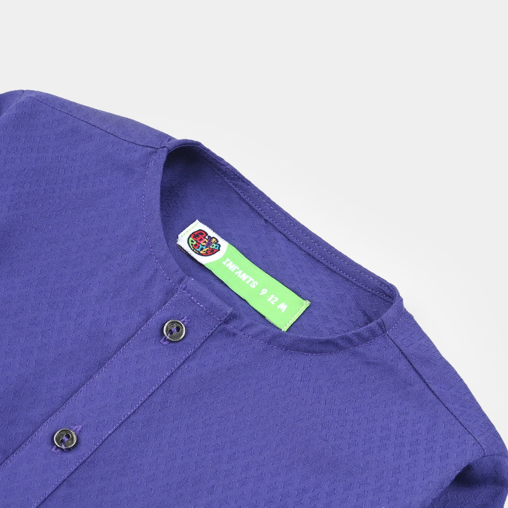 Infant Boys Cotton Basic Kurta (Blended Square)-Purple