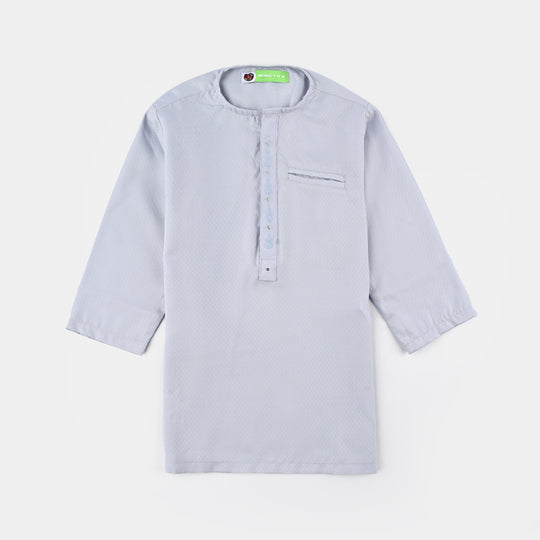 Infant Boys Poly Viscose Kurta Pajama Suit (Placket EMB)-B.White