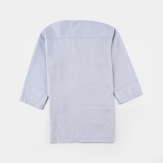 Infant Boys Poly Viscose Kurta Pajama Suit (Placket EMB)-B.White