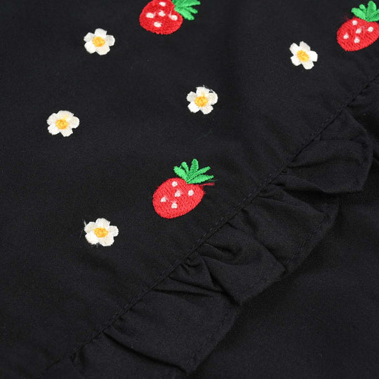 Infant Girls poly Cambric Emb kurti Strawberry-BLACK