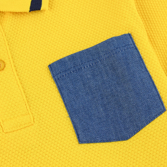 Boys Jumbo Pique Polo Number Eight-Yellow