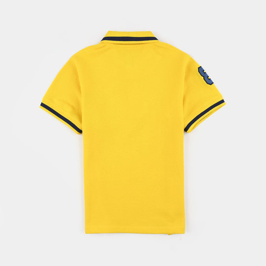 Boys Jumbo Pique Polo Number Eight-Yellow