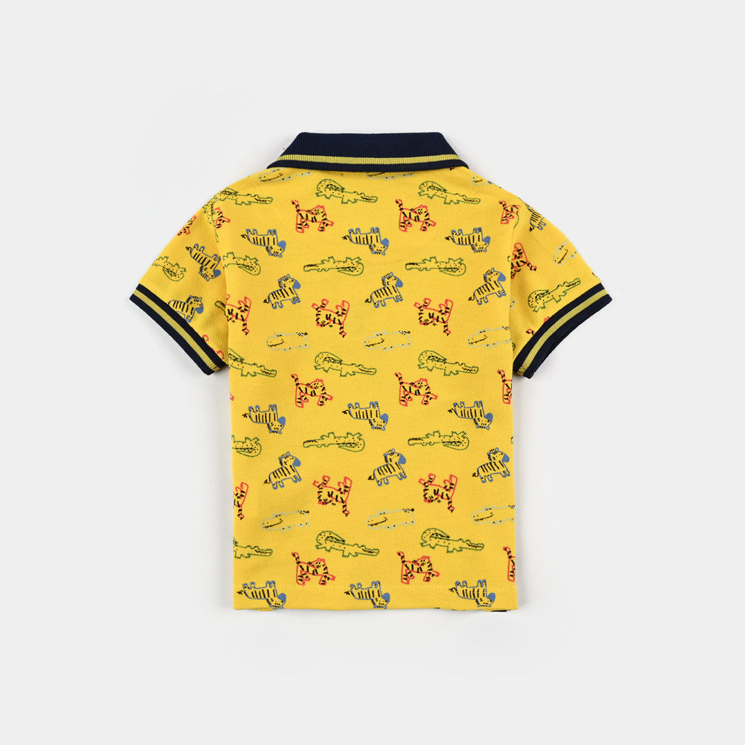 Infant Boys Cotton PK Polo Anima-Yellow