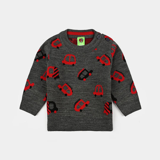 Infant Boys Acrylic Sweater-Little Cars - CHARCOAL