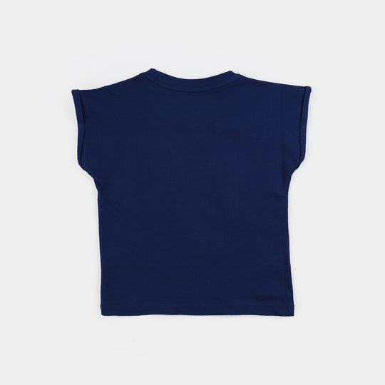Infant Girls Cotton Jersey T-Shirt-Navy Blue