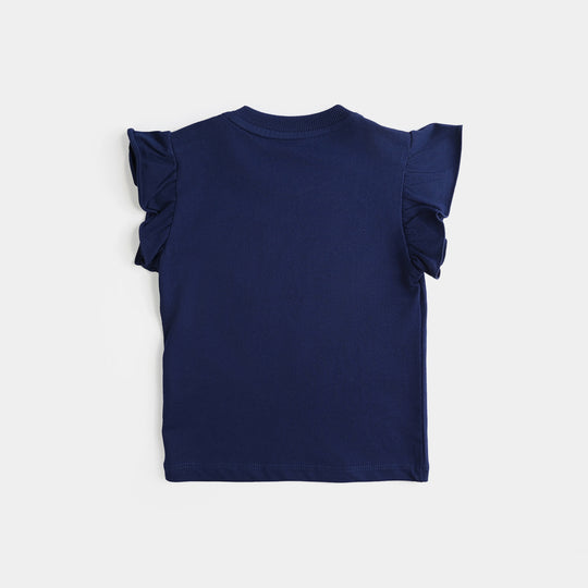 Infant Girls Cotton Jersey T-Shirt Ready For Summer-Navy Blue