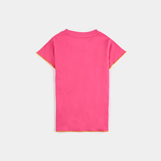 Infant Girls Cotton Jersey T-Shirt Loved-Hot Pink