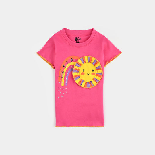 Infant Girls Cotton Jersey T-Shirt Loved-Hot Pink