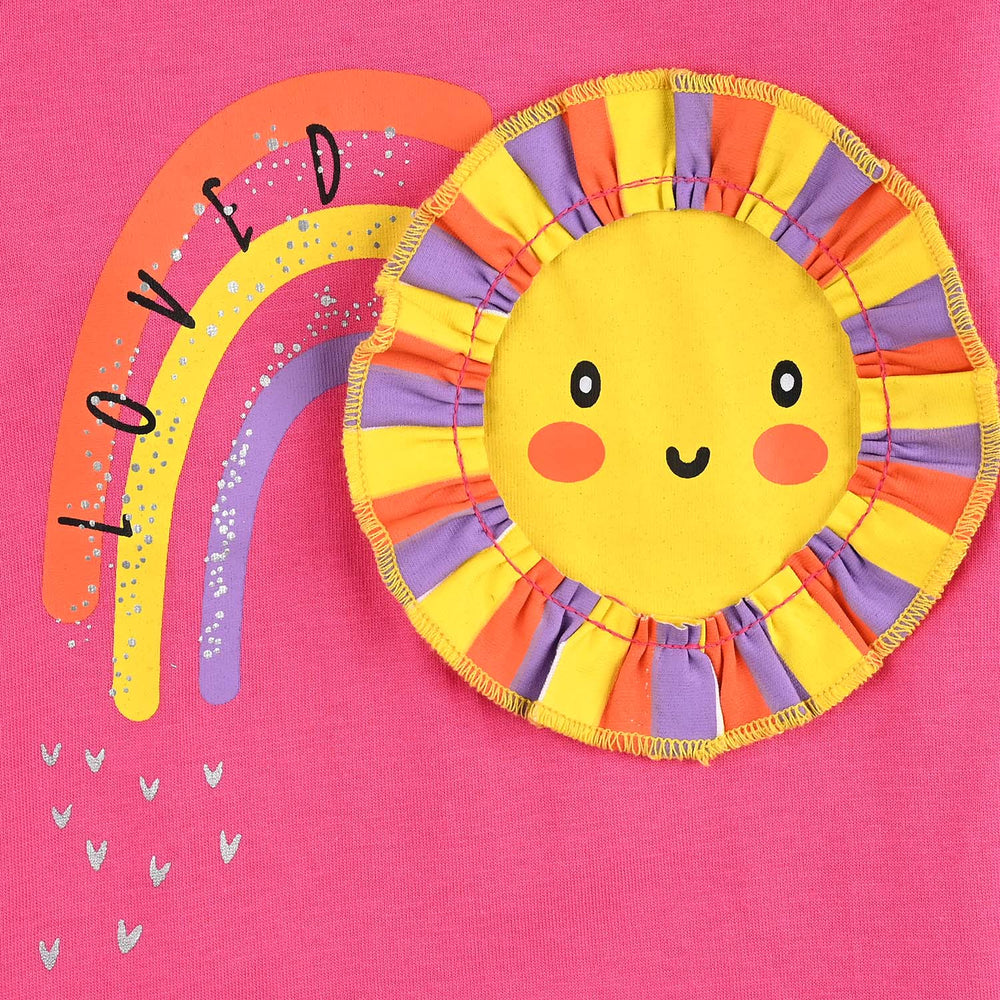 Infant Girls Cotton Jersey T-Shirt Loved-Hot Pink