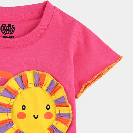 Infant Girls Cotton Jersey T-Shirt Loved-Hot Pink