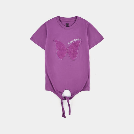 Girls Cotton Jersey T-Shirt H/S Butterfly