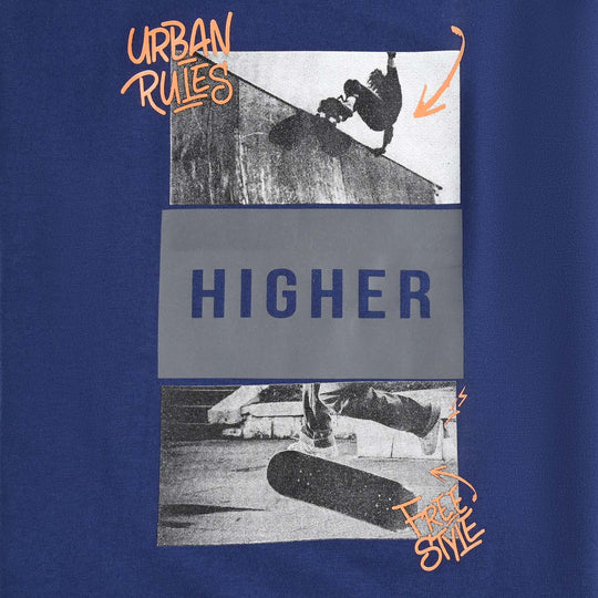 Boys Cotton Jersey T-Shirt HS HIGHER-Navy Blue