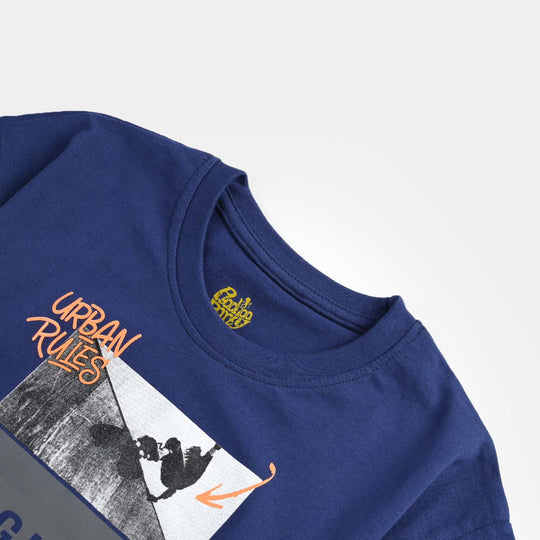 Boys Cotton Jersey T-Shirt HS HIGHER-Navy Blue