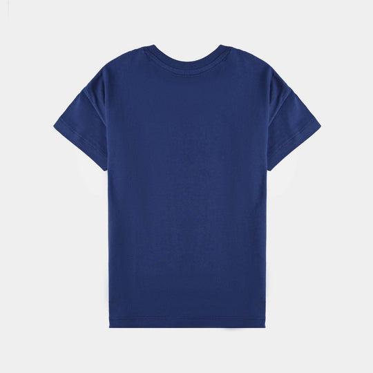 Boys Cotton Jersey T-Shirt HS HIGHER-Navy Blue