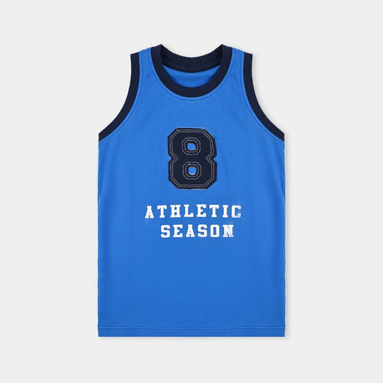 Boys Cotton Jersey Sando Athletic-Blue