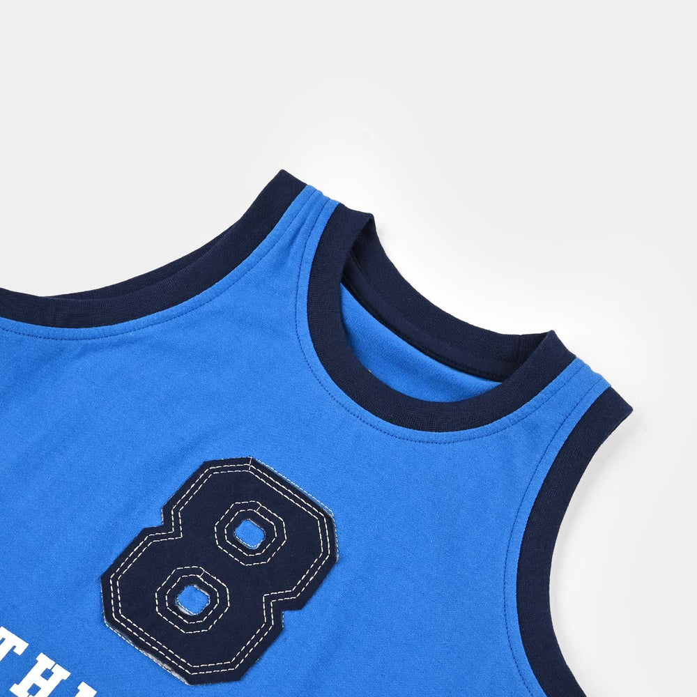 Boys Cotton Jersey Sando Athletic-Blue