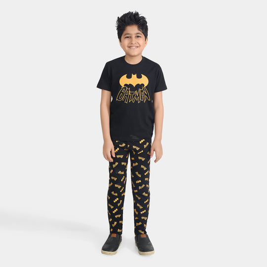 Boys Cotton Nightwear Strong Fast Brave-Jet Black