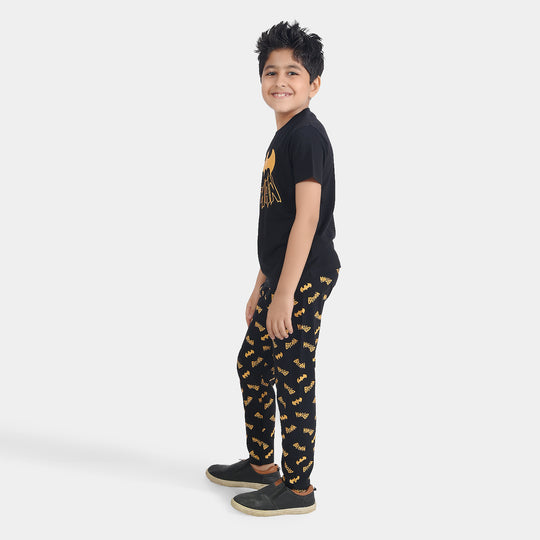 Boys Cotton Nightwear Strong Fast Brave-Jet Black