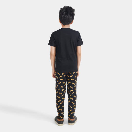 Boys Cotton Nightwear Strong Fast Brave-Jet Black