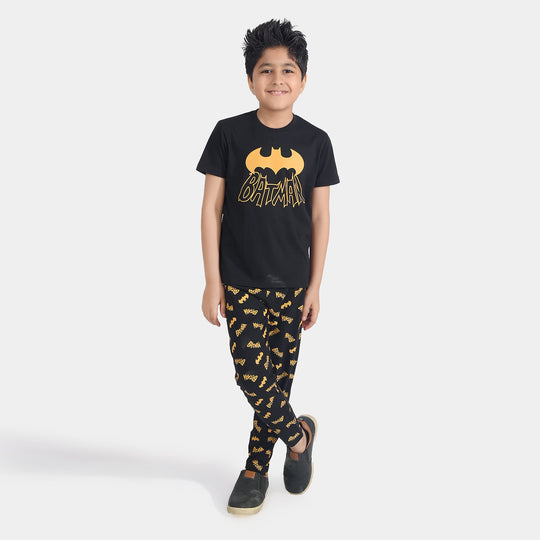 Boys Cotton Nightwear Strong Fast Brave-Jet Black