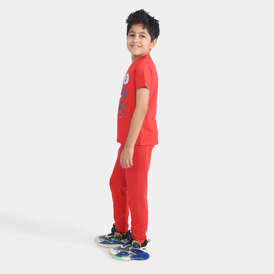 Boys Cotton NightWear Character-HR Red