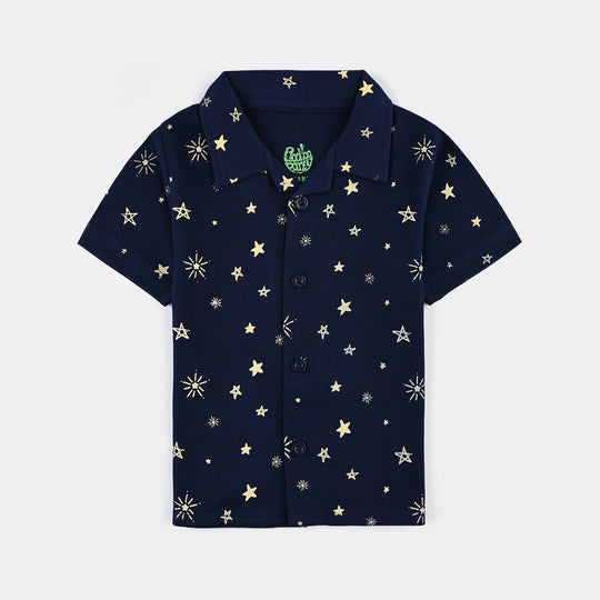 Infant Boys Cotton Night Suit Stars-Navy Blue