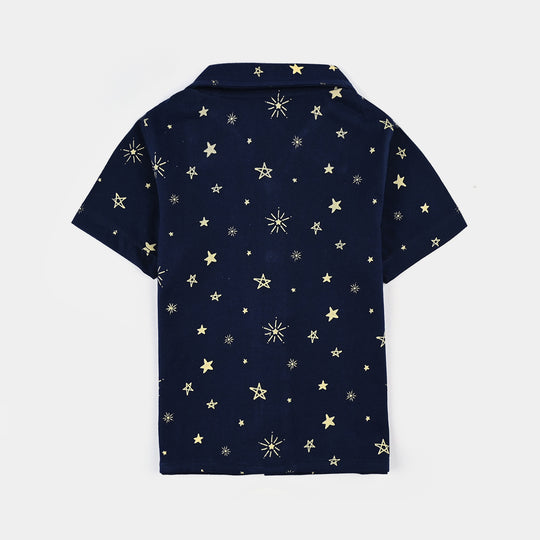 Infant Boys Cotton Night Suit Stars-Navy Blue