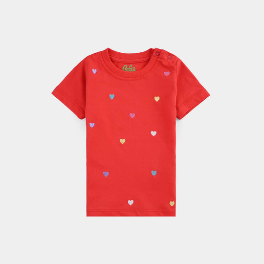 Infant Girls Cotton Jersey T-Shirt EMB HEARTS