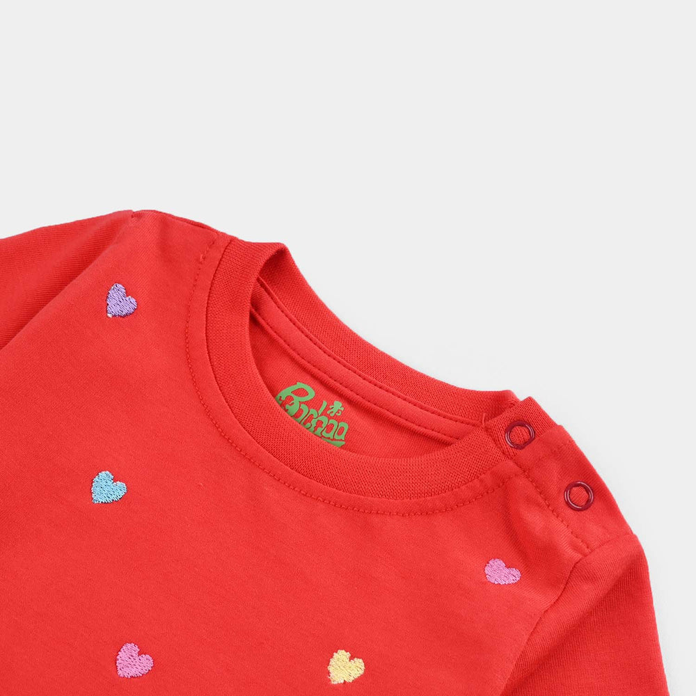 Infant Girls Cotton Jersey T-Shirt EMB HEARTS