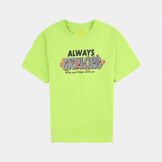 Boys Cotton Jersey T-Shirt HS Always Explore-Acid Lime