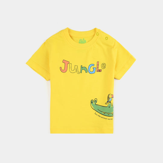 Infant Boys Cotton Jersey T-Shirt Jungle-Cyber. Yellow
