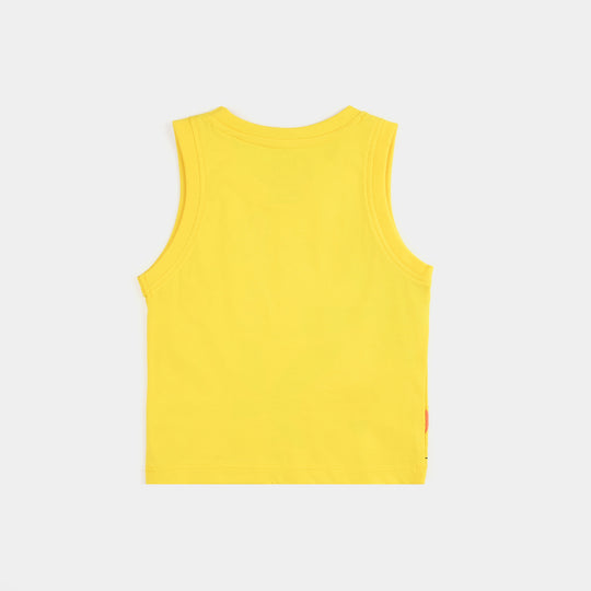 Infant Boys Cotton Jersey Sando LION & GIRAFFE-Cyber Yellow