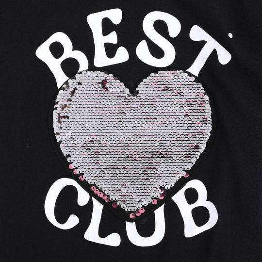 Girls Cotton Jersey T-Shirt Best Club-Jet Black