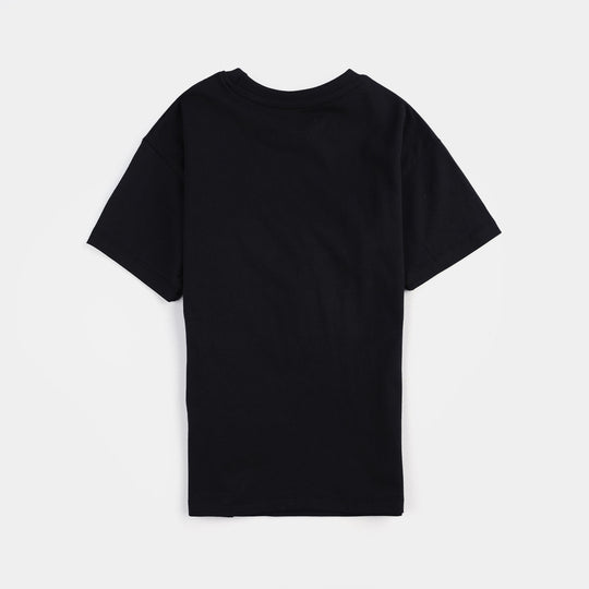 Girls Cotton Jersey T-Shirt Best Club-Jet Black
