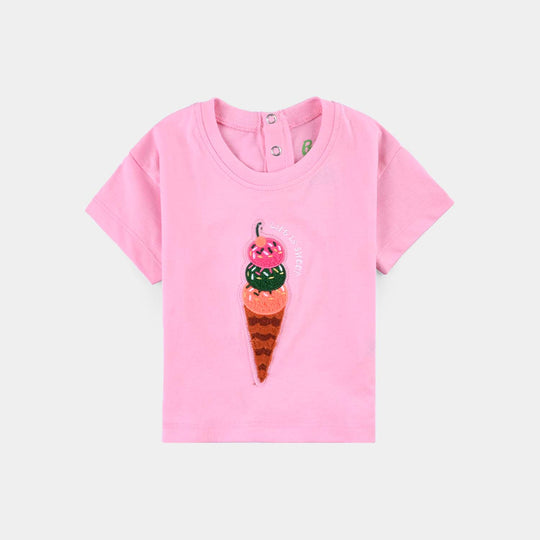 Infant Girls Cotton Jersey T-Shirt ICE CREAM-Prism Pink