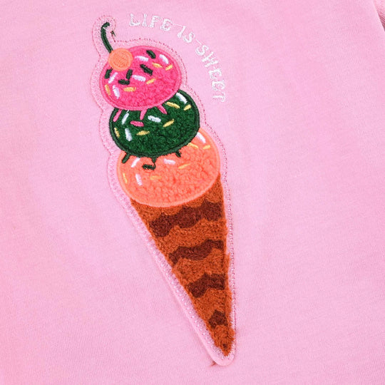 Infant Girls Cotton Jersey T-Shirt ICE CREAM-Prism Pink