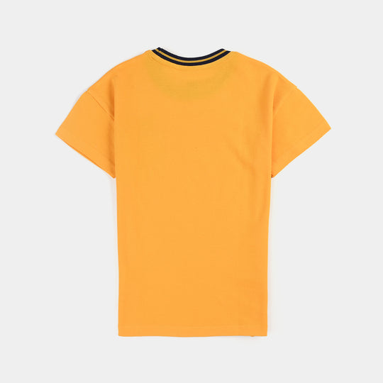 Boys Jumbo Pique T-Shirt H/S Skate All Day-Gold Fusion
