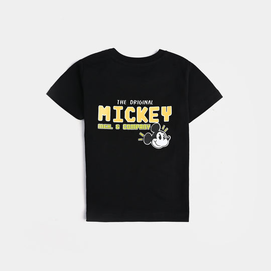 Infant Boys Cotton Jersey Round Neck T-Shirt-Jet Black