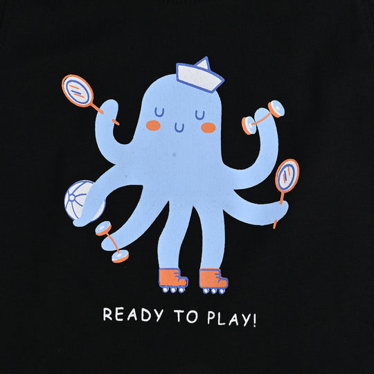 Infant Boys Cotton Jersey Sando Ready To Play-Jet.Black